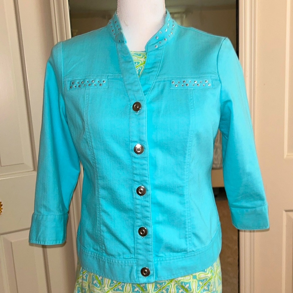 Hearts of Palm Turquoise Denim Jacket